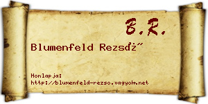 Blumenfeld Rezső névjegykártya